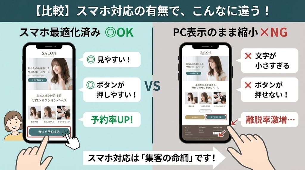 要素1:スマホ完全対応(表示速度とボタン配置)
